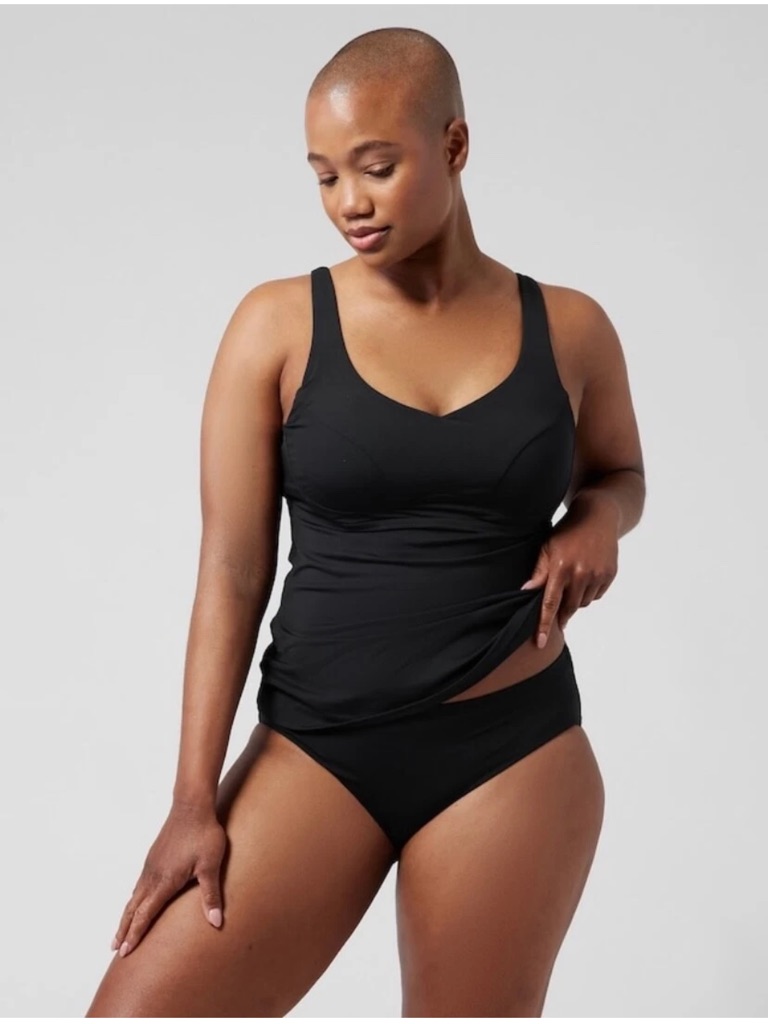 Athleta Bondi Bra Cup Tankini Swim Tank Black Upf 50+ Beach Vacation 32 B/C